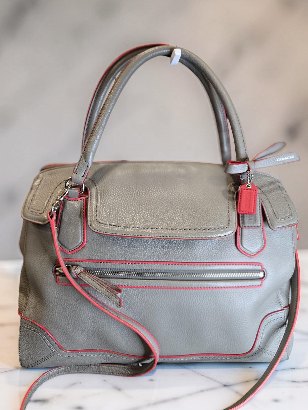 Coach Poppy Leather Flap Satchel Bag